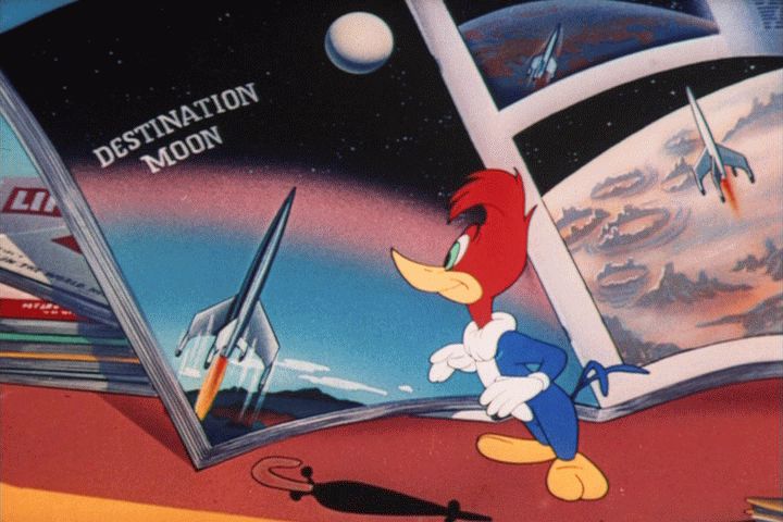 A humorous Woody Woodpecker cartoon which explains to laypeople how rocket 